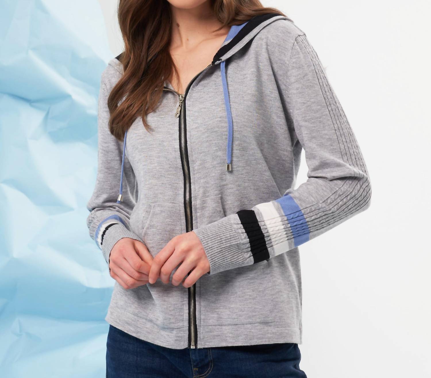 French Kyss - Color Block Zip Up Hoodie