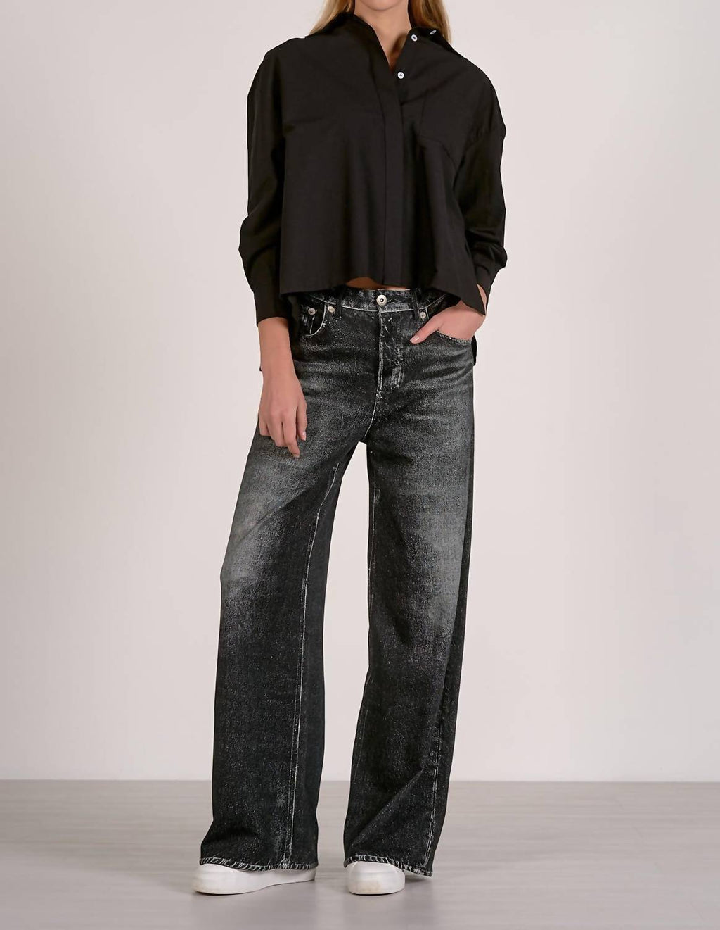 Elan - Elastic Waistband Jeans With Pockets