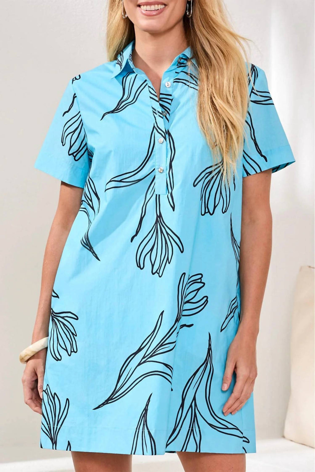 Mb By Tribal - Printed Cotton Poplin Button Up Dress
