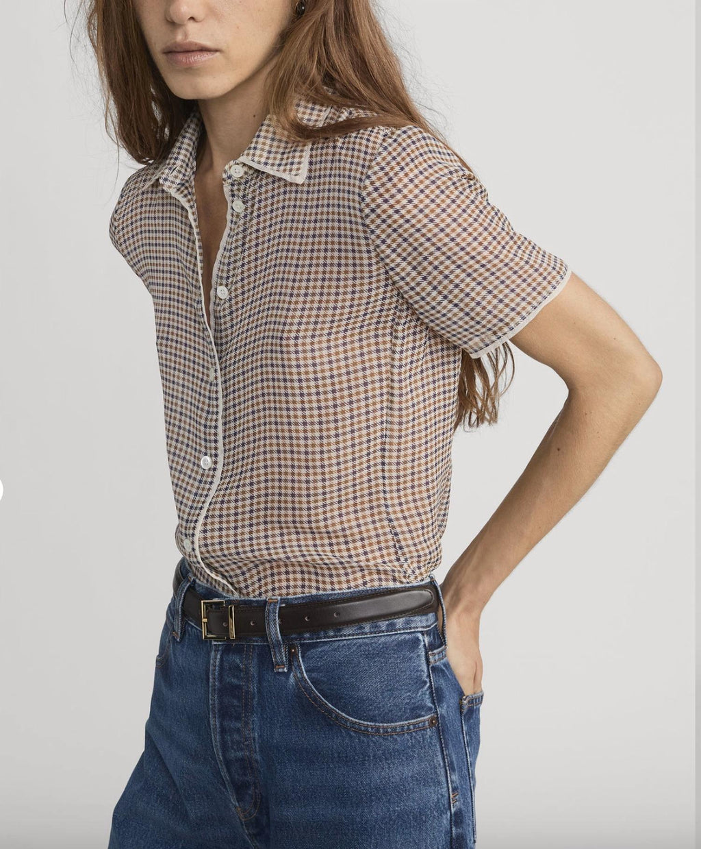 Frame - Houndstooth Collared Top