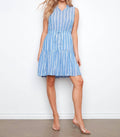 Charlie B - Striped Sleeveless Dress With Ruffle Neck Detail