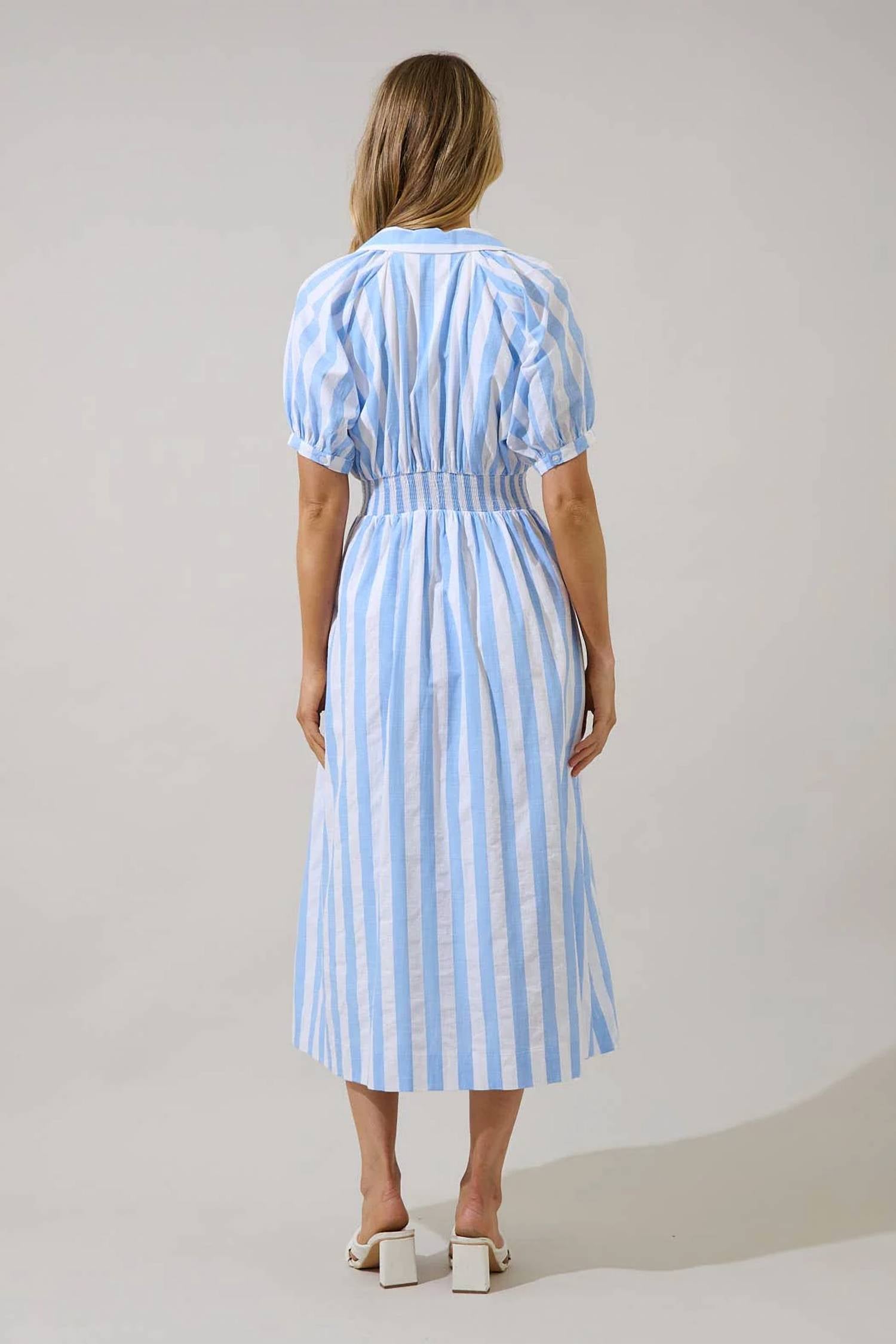 Sugarlips - Silvie Pleated Fays Stripe Midi Dress