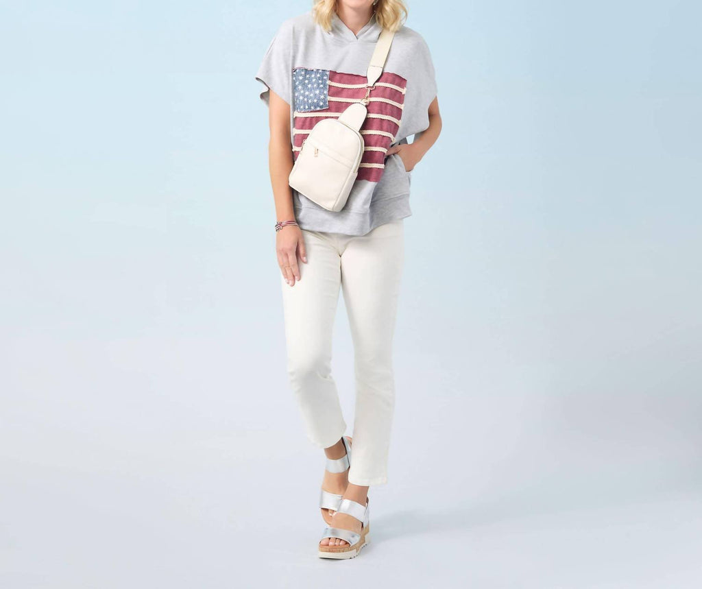 Coco + Carmen - Vintage Look Americana Patriotic Hooded Top