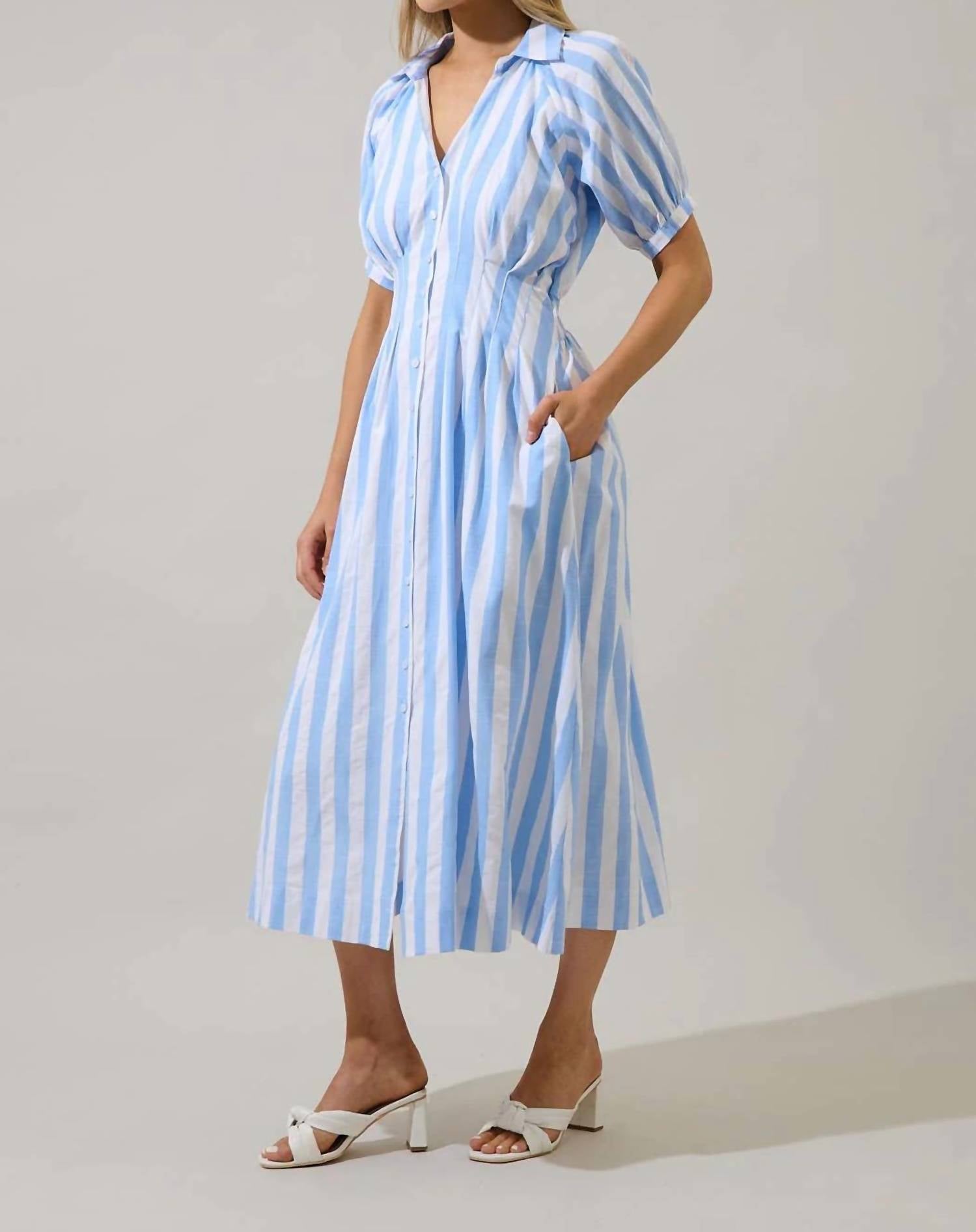 Sugarlips - Silvie Pleated Fays Stripe Midi Dress