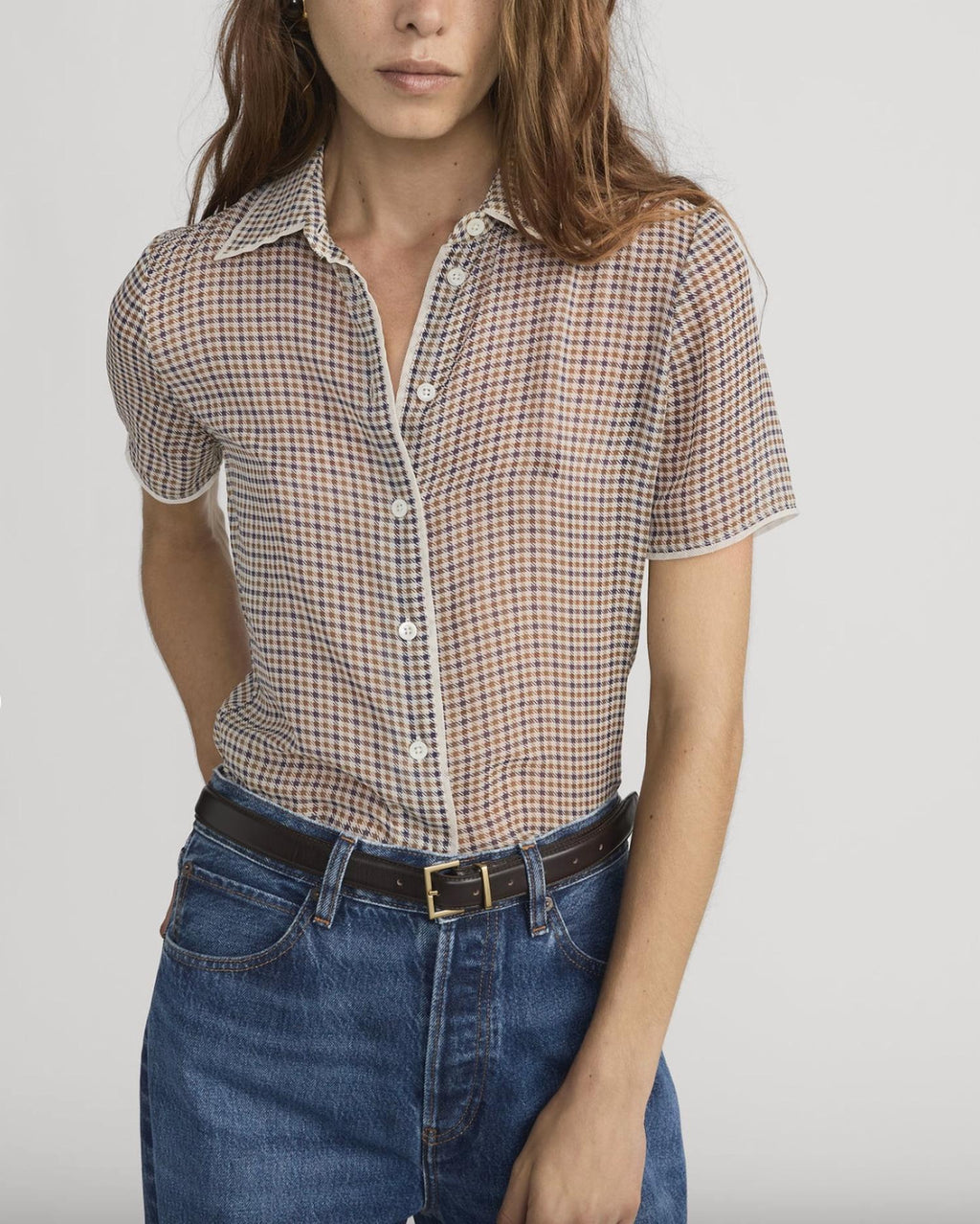 Frame - Houndstooth Collared Top