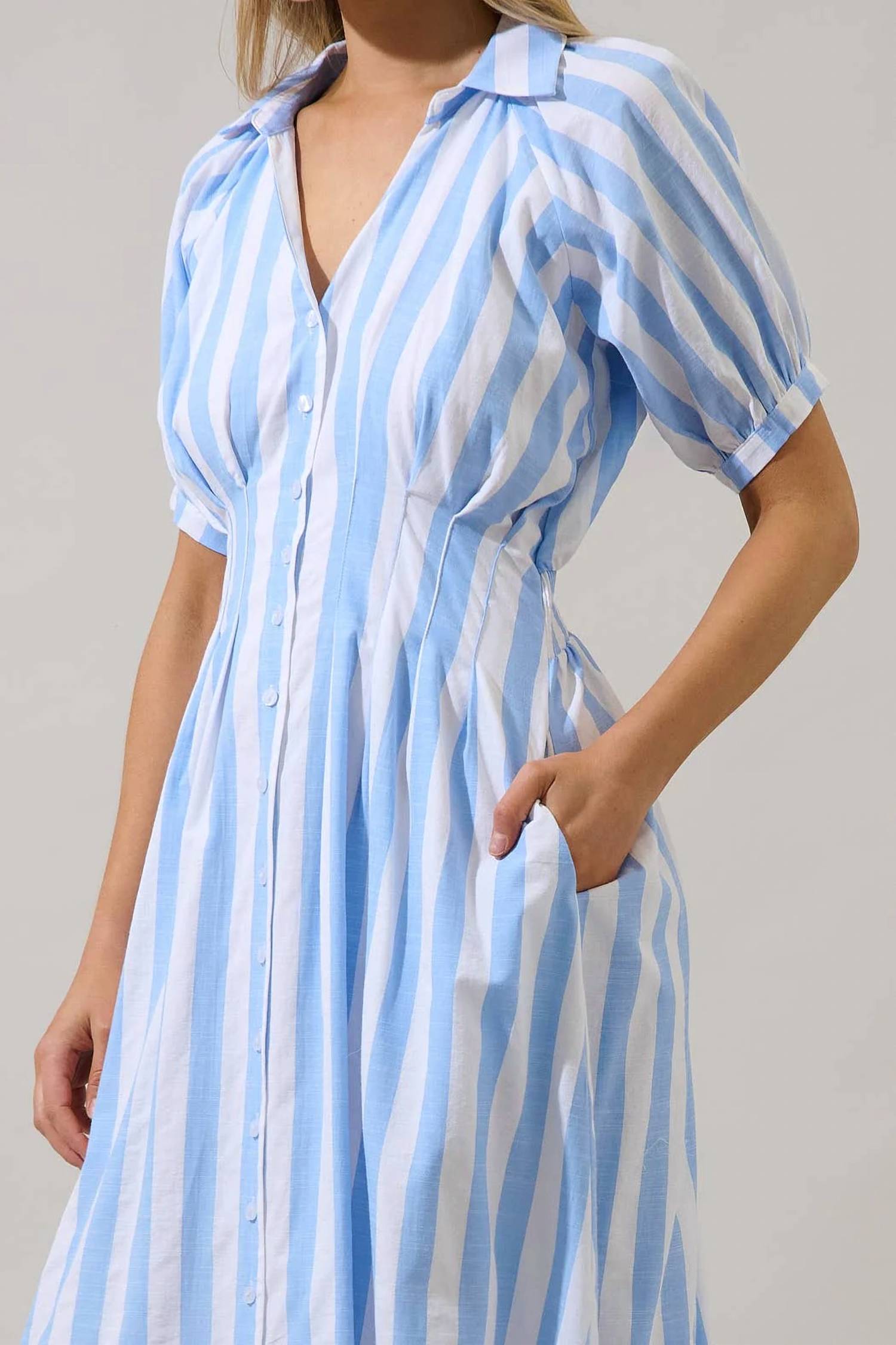 Sugarlips - Silvie Pleated Fays Stripe Midi Dress