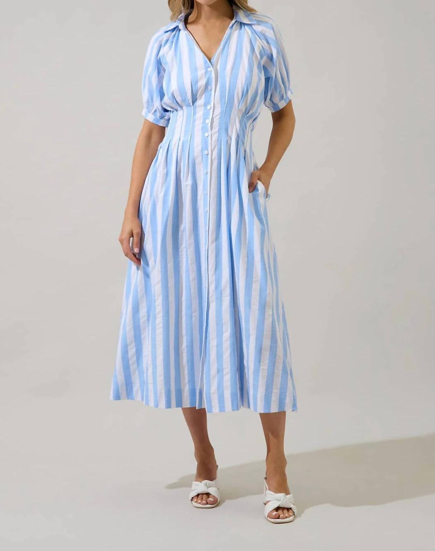 Sugarlips - Silvie Pleated Fays Stripe Midi Dress